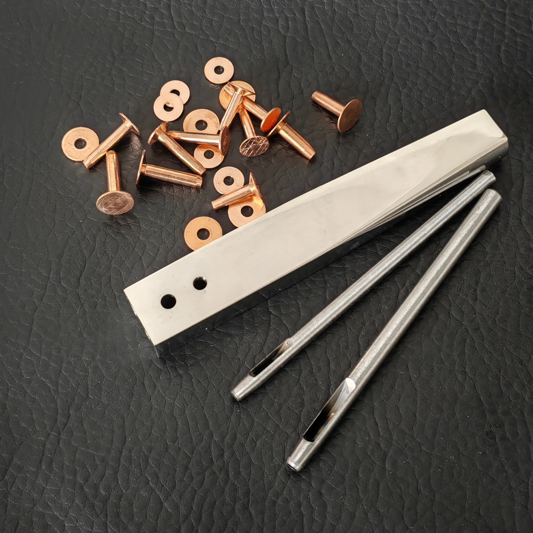 Leatherwork Punching Tool - Copper Rivets and Burrs #9 and