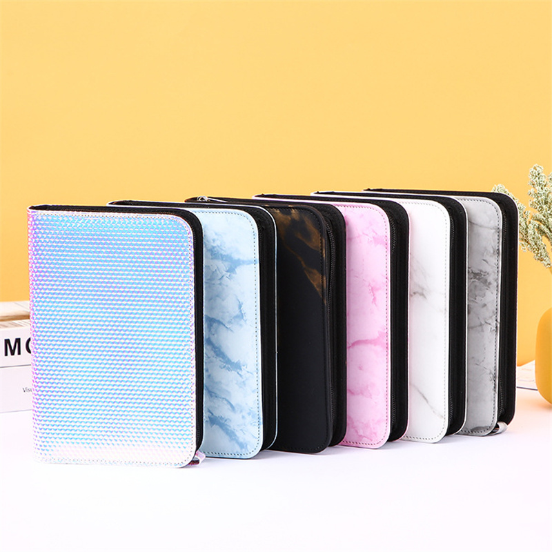 Leather Work Notebook - A6 Hand Zip Bag Marble Loose