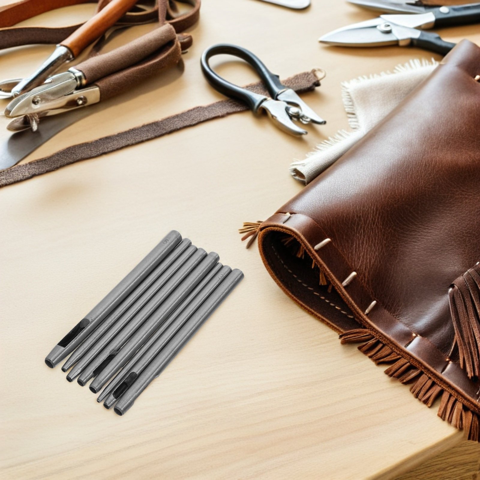 8Pcs Punch Set Hollow Punch Ki - Leatherwork Manual incelemesi ve fiyatı