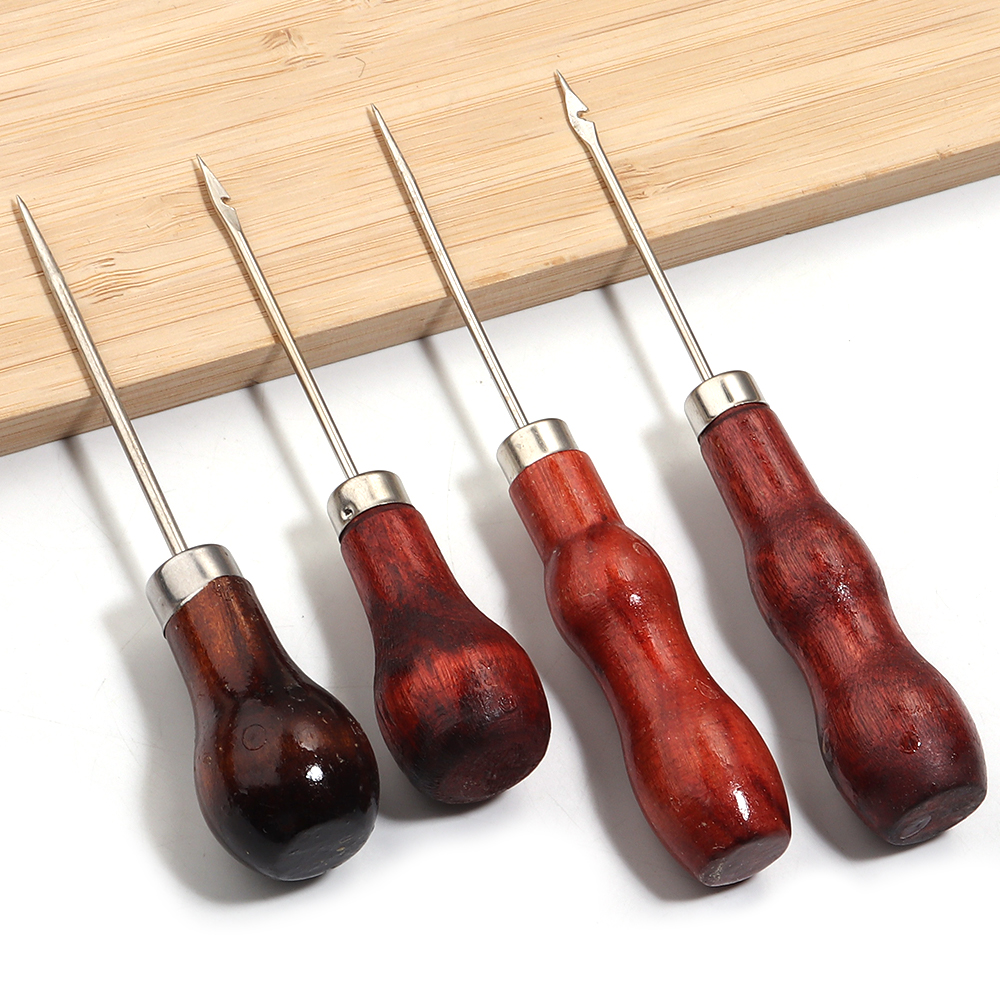 Wooden Handle Awls DIY Leather - Leatherwork Punching Tool incelemesi ve fiyatı