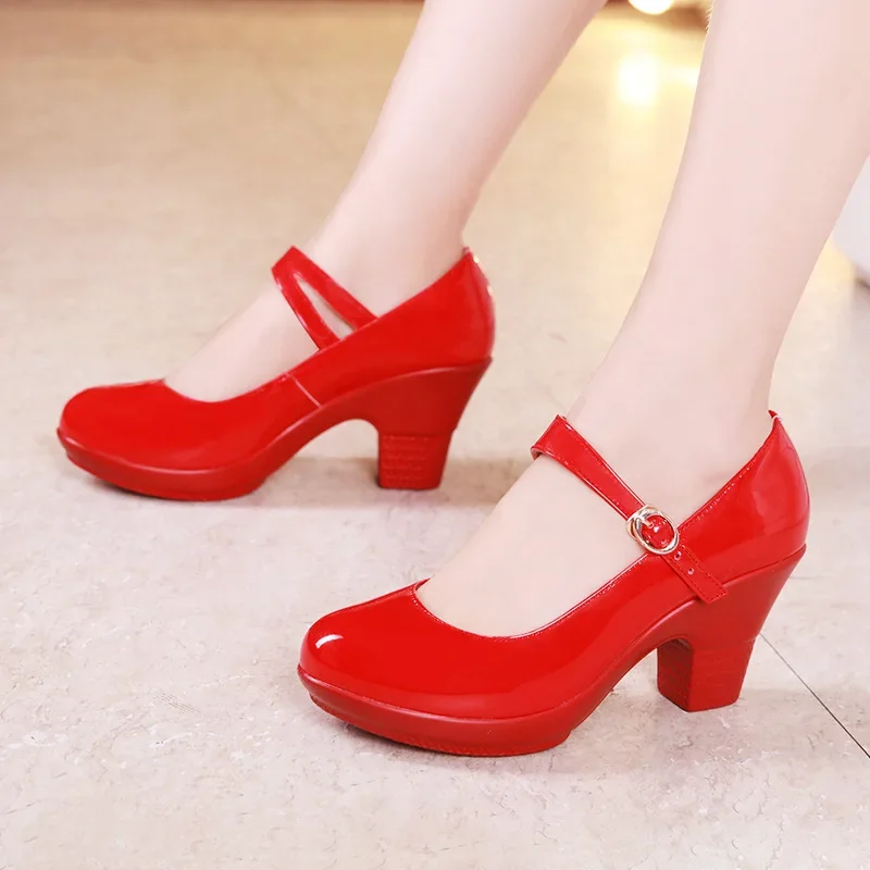 Small Size 32-43 Medium Block  - Leather Work Women Shoes incelemesi ve fiyatı