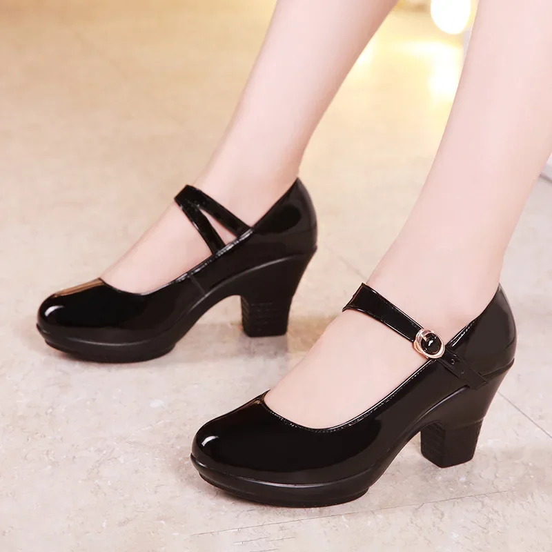 Small Size 32-43 Medium Block  - Leather Work Women Shoes incelemesi ve fiyatı