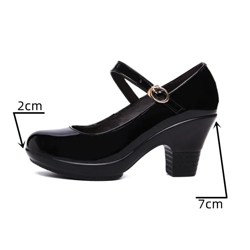 Small Size 32-43 Medium Block  - Leather Work Women Shoes incelemesi ve fiyatı