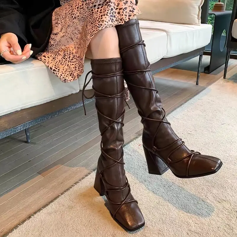 Autumn Winter Leather Strap Kn - Leather Work Women Shoes incelemesi ve fiyatı